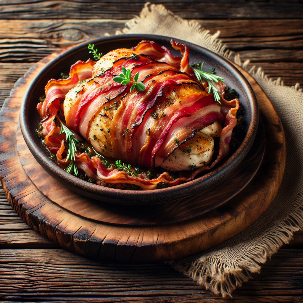 Juicy chicken with bacon